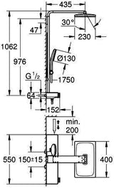 GROHE Rainshower Aqua Pure Duschsystem mit Thermostatbatterie, eckig, chrom, 8,7 l/min