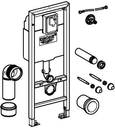 GROHE WC-Element Rapid SL 38675_1 – 1,13 m, 6 l, behindertengerecht, Stahlrahmen