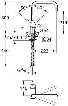 GROHE Minta Einhand-Spültischbatterie U-Auslauf hard graphite gebürstet
