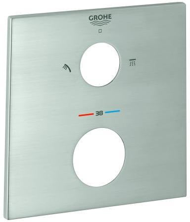 GROHE Rosette 49102 eckig für Thermostat-Fertigmontagesets – Chrom, QuickFix, StarLight