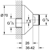 GROHE S-Anschluss 12001 – Verstellbar 7,5 mm, 1/2" x 3/4", Chrom