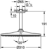 GROHE Rainshower 310 Mono Kopfbrauseset mit Deckenauslass 142 mm, 1 Strahl, chrom