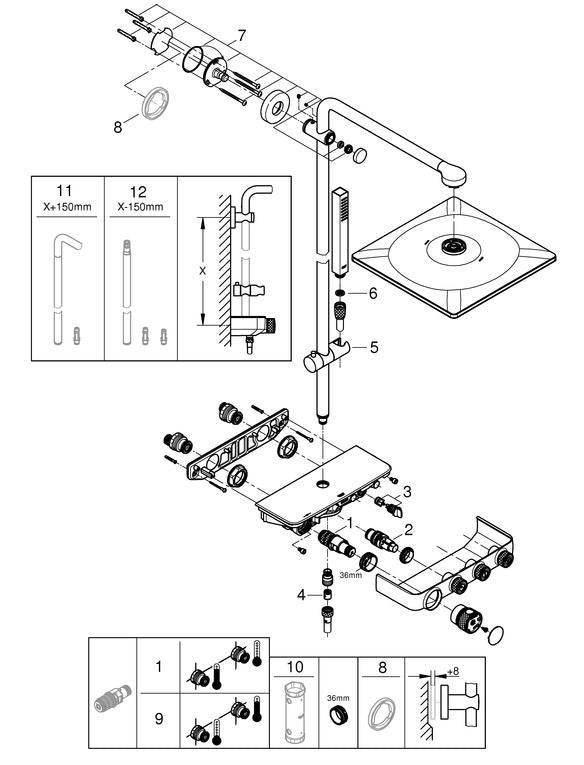 GROHE Euphoria SmartControl 310 Cube Duo Duschsystem mit Thermostat, chrom