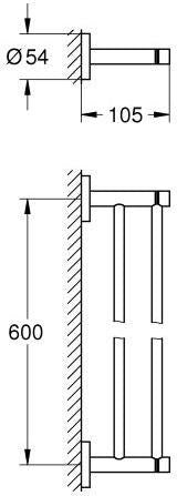 GROHE Essentials Doppel-Badetuchhalter 654 mm Metall matt black – verdeckte Befestigung