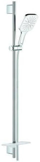 GROHE Rainshower SmartActive 130 Cube Brausestangenset 900 mm mit Ablage, 3 Strahlarten, Chrom