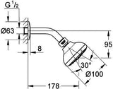 GROHE Tempesta 100 Kopfbrauseset mit 3 Strahlarten und Brausearm in Chrom