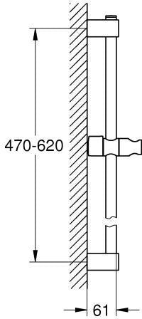 GROHE Tempesta Brausestange 600 mm Chrom – Wandmontage mit Gleiter und Gelenkstück