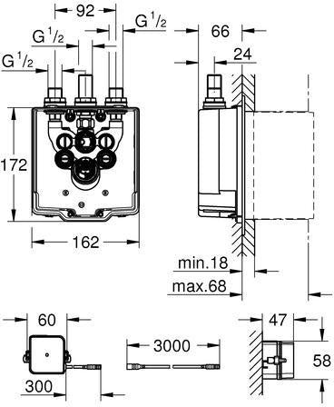 GROHE UP-Einbaukasten Eurosmart CE 36416_1 mit Trafo 230V für 36415/36463