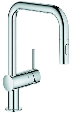 GROHE Minta Einhand-Spültischbatterie U-Auslauf mit Spülbrause hard graphite gebürstet
