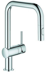 GROHE Minta Einhand-Spültischbatterie U-Auslauf mit Spülbrause hard graphite gebürstet