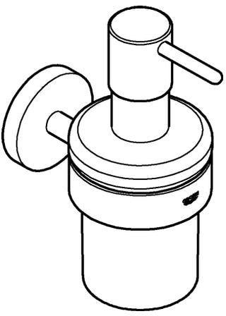 GROHE Essentials Seifenspender mit Halter, Glas satiniert, Chrom, 160 ml, Wandmontage