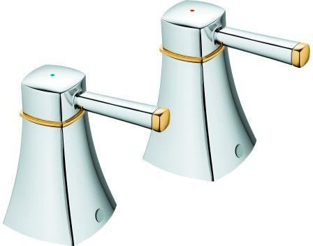 GROHE Griffpaar Grandera 48325 – Chrom, Markierung blau/rot, LongLife Oberfläche