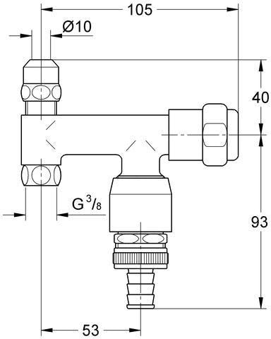 GROHE WAS-Ventil Eckfix 41033 DN10 mit Rückflussverhinderer und Rohrbelüfter, Chrom