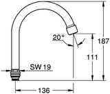 GROHE Auslauf 13219 chrom – C-Auslauf mit Schaumstrahldüse, drehbar, Messing verchromt