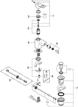 GROHE Eurocube Einhand-Bidetbatterie 23138 mit Zugstangen-Ablaufgarnitur – Chrom, SilkMove, EcoJoy