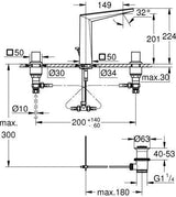 GROHE Allure Brilliant Private Collection 3-Loch Waschtischbatterie mit Trapezgriffen in Vanilla Noir