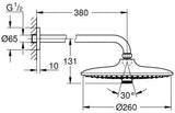 GROHE Euphoria 260 Kopfbrauseset 380 mm – 3 Strahlarten, 7,5 l/min, Chrom