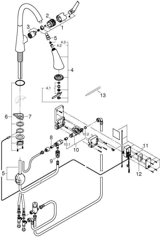 GROHE Zedra Touch Elektronik-Spültischbatterie mit 3-Strahl-Spülbrause, chrom
