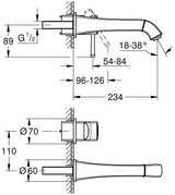 GROHE Grandera 2-Loch-Waschtischbatterie Wandmontage Fertigmontageset Chrom