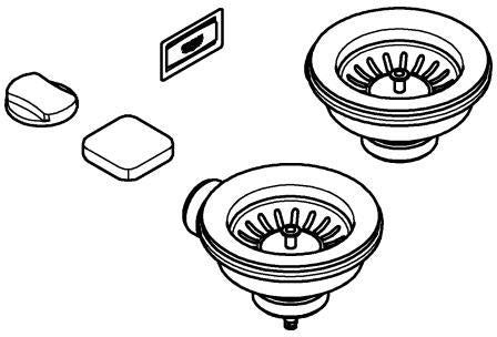 GROHE Ablaufgarnitur 40998 für Küchenspülen mit 2 Becken – Exzenter, hard graphite gebürstet