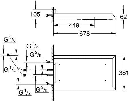 GROHE Rainshower Aqua 15" Kopfbrause, 3 Strahlarten, 381x678 mm, Chrom