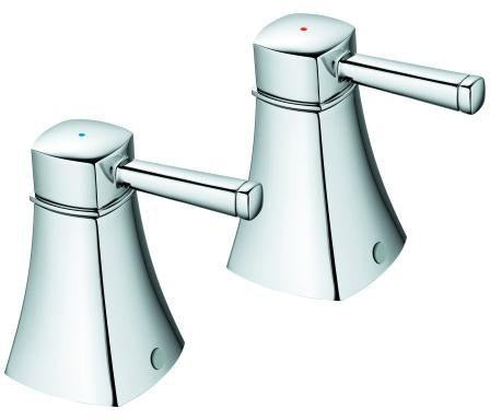 GROHE Griffpaar Grandera 48325 – Chrom, Markierung blau/rot, LongLife Oberfläche