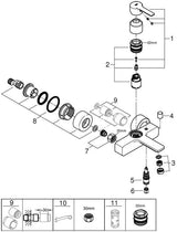 GROHE Lineare Einhand-Wannenbatterie Wandmontage Chrom – mit Temperaturbegrenzer
