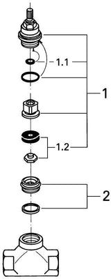 GROHE UP-Ventil-Unterteil 29802 – vormontiertes Oberteil, 3/4 Zoll Gewindeanschluss, DN20