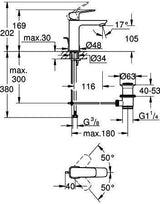 GROHE Cubeo Einhand-Waschtischbatterie M-Size mit Zugstangen-Ablaufgarnitur in Chrom