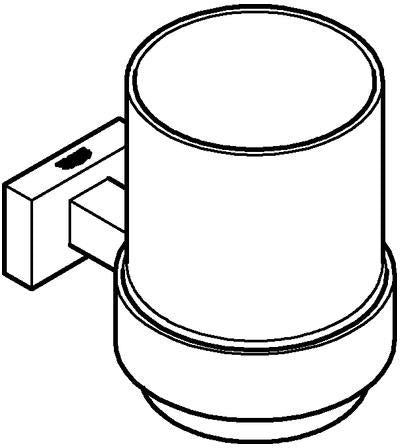 GROHE Essentials Cube Zahnputzbecher mit Halter, Glas/Metall, chrom, verdeckte Befestigung