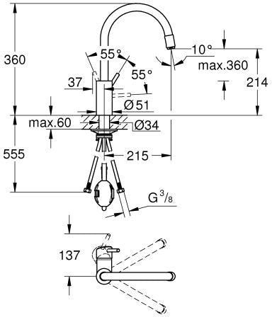 GROHE Concetto Einhand-Spültischbatterie mit hohem Auslauf und ausziehbarem L-Brause-Auslauf in Chrom