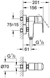GROHE Eurostyle Cosmopolitan Vertica Einhand-Brausebatterie Wandmontage Chrom – SilkMove & Rückflussverhinderer