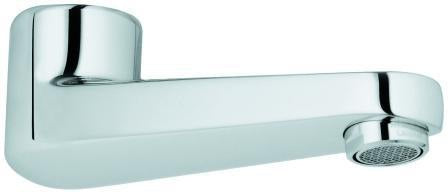GROHE Gussauslauf 13269 chrom – schwenkbarer Auslauf mit Laminarstrahlregler, 117 mm Ausladung