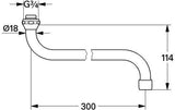GROHE S-Auslauf 13017: 301 mm Ausladung, 3/4'' Verschraubung, Chrom