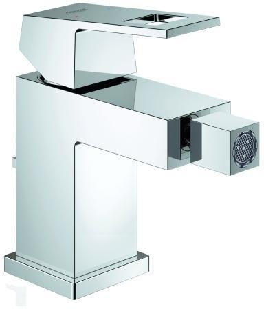 GROHE Eurocube Einhand-Bidetbatterie 23138 mit Zugstangen-Ablaufgarnitur – Chrom, SilkMove, EcoJoy