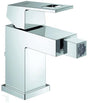 GROHE Eurocube Einhand-Bidetbatterie 23138 mit Zugstangen-Ablaufgarnitur – Chrom, SilkMove, EcoJoy