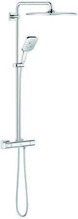 GROHE Rainshower SmartActive 310 Duschsystem mit Thermostatbatterie – Chrom, 310 mm Kopfbrause, SafeStop