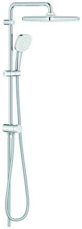GROHE Tempesta 250 Cube Duschsystem mit Umstellung – Chrom, Kopf- und Handbrause, EcoJoy