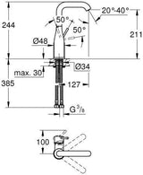 GROHE Essence Einhand-Waschtischbatterie L-Size U-Auslauf mit SilkMove und EcoJoy