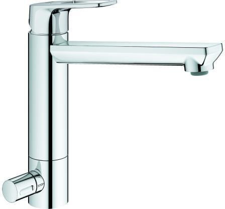 GROHE BauLoop Spültischbatterie mittelhoch mit Absperrventil Chrom – Einhandmischer