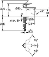 GROHE Eurosmart Cosmopolitan Einhand-Waschtischbatterie M-Size chrom mit versenkbarer Kette