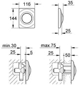 GROHE Urinal-Betätigung Surf 37018 mit Druckknopfbetätigung in Chrom – 116 x 144 mm