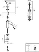 GROHE Eurosmart Einhand-Waschtischbatterie M-Size mit Verbrühschutz und Push-open Ablaufgarnitur chrom