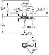 GROHE Grandera Einhand-Waschtischbatterie M-Size mit SilkMove und EcoJoy – Chrom