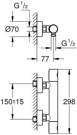 GROHE Grohtherm 800 Cosmopolitan Thermostat-Brausebatterie – Wandmontage, chrom