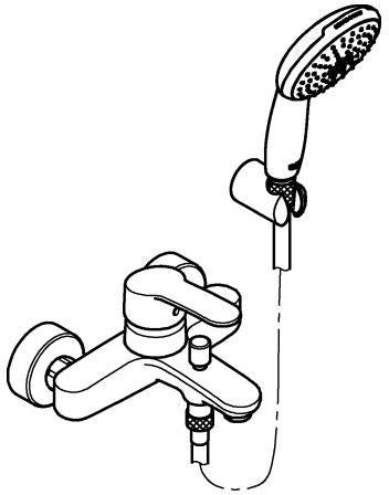 GROHE Eurostyle Cosmopolitan Einhand-Wannenbatterie mit Wandhalterset Tempesta 110, Chrom