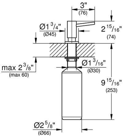 GROHE Cosmopolitan Seifenspender 500 ml – hard graphite, Wandmontage, für Flüssigseife