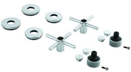 GROHE Kreuzgriff 48406 für Atrio – 2er-Set Chrom mit blau/roter Markierung