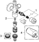 GROHE WAS Kombi-Eckventil 41082 Design-Griff DN15 mit Rückflussverhinderer und Rohrbelüfter in Chrom