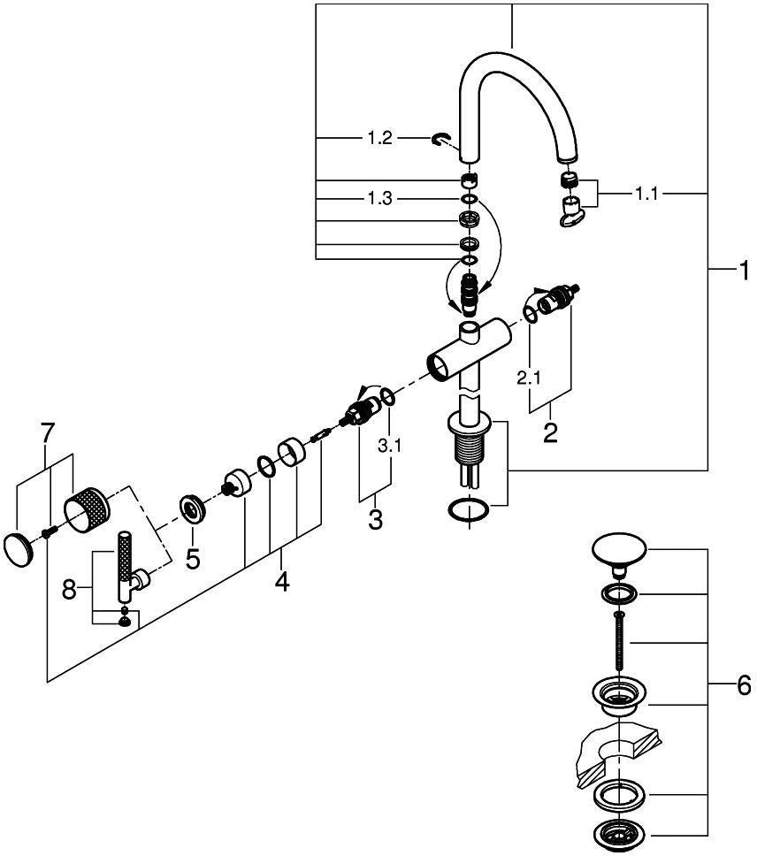 GROHE Atrio Private Collection Waschtisch-Einlochbatterie XL-Size für Hebelgriffe Chrom